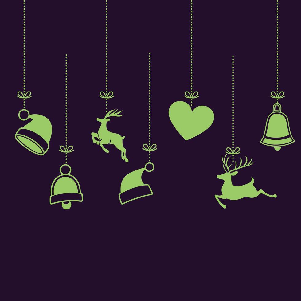 Minimalist Christmas Hanging Icons in Festive Red Tone vector