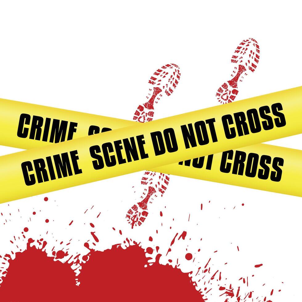 Crime Scene Warning With Painted Footprints vector