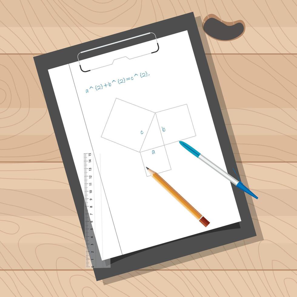 Exam Pad Featuring Pythagoras Theorem Illustration vector