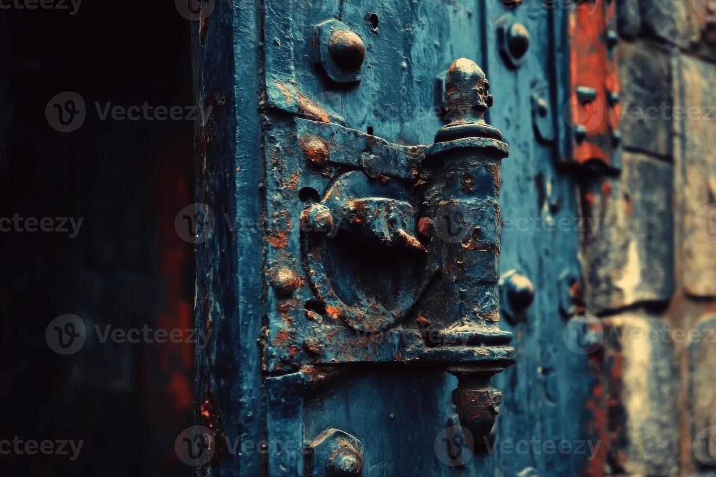 An old rusty door with a handle photo