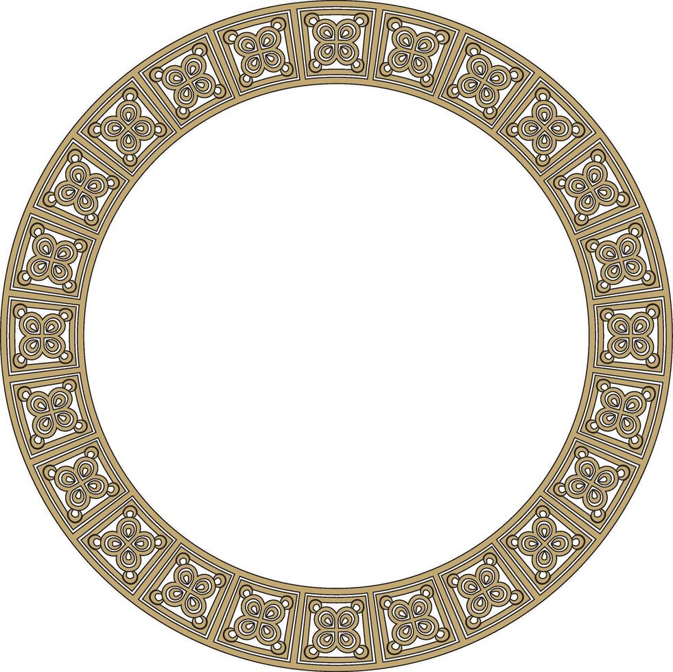 round European gold and black ornament. Endless pattern, circle, ring of the Middle Ages. Revival border. Decor palace and churches. vector