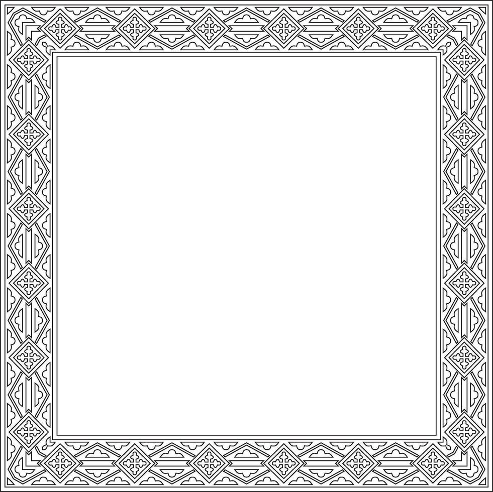 black contour square classic renaissance ornament. Rectangle, europe border vector