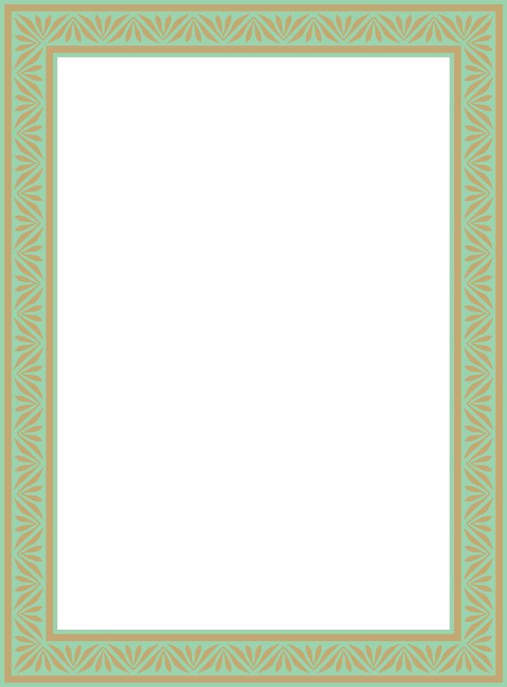 gold with green square classic byzantine ornament. Rectangle, border, Ancient Greece, Eastern Roman Empire frame. Decoration Orthodox Church vector