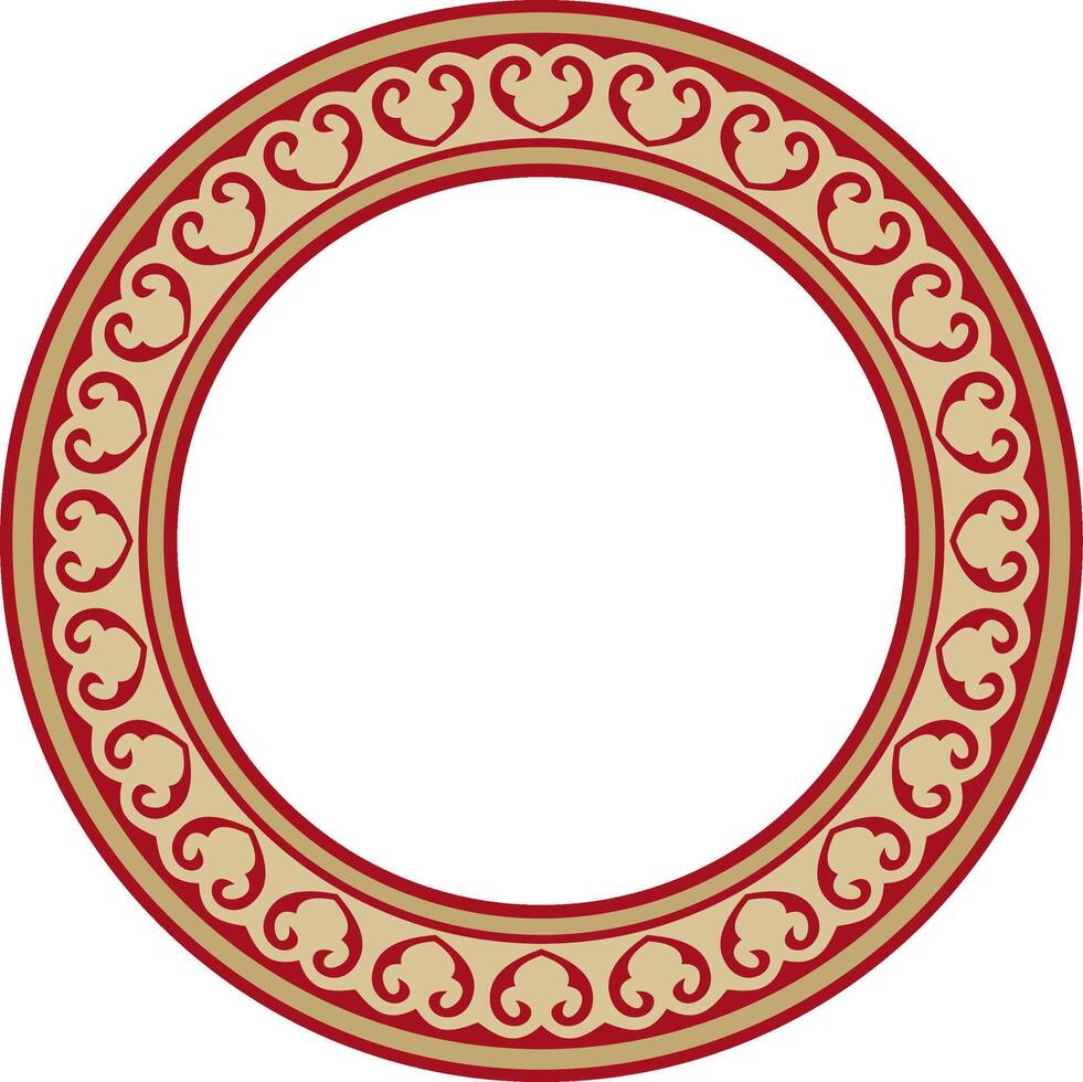 gold with red round classic byzantine ornament. Circle, ring, border, Ancient Greece, Eastern Roman Empire frame. Decoration Orthodox Church vector