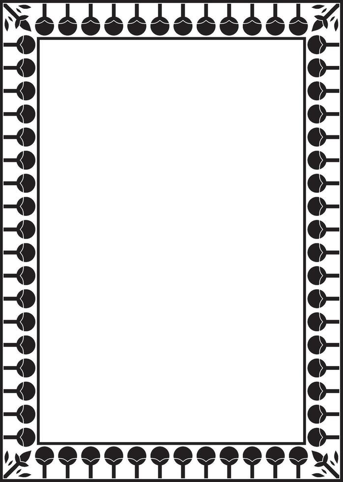 black monochrome square Egyptian ornament. Rectangle, frame, ancient Egypt.Pattern of lotus flower and sun vector