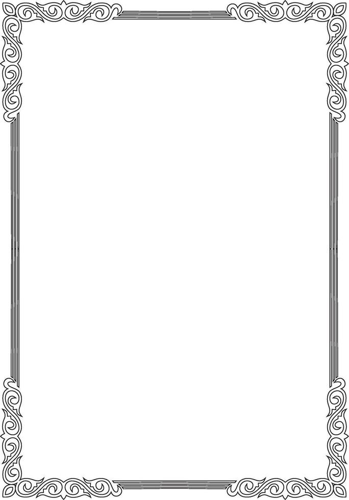 Kazakh national ornament, Ethnic pattern of the Turkic peoples. Drawing of nomads. Yurt decoration. Frame, vignette of the page. vector
