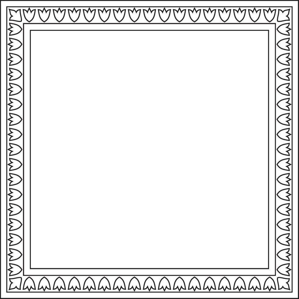 black contour square Turkish national ornament. Ottoman border, frame. Ethnic floral rectangle, Seljuk Turks pattern. Decoration Sultan palaces vector