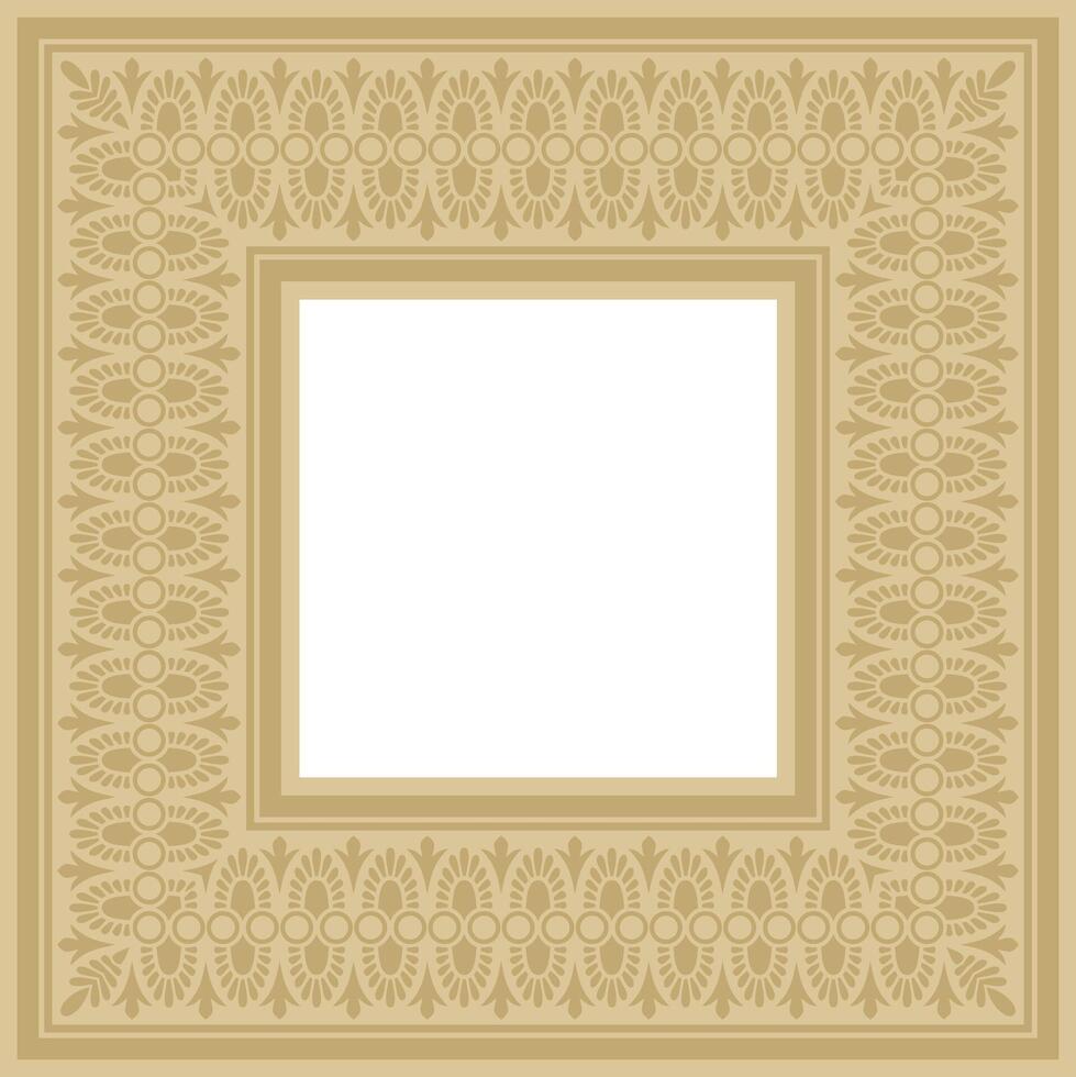Classic Greek golden square ornament. pattern, ancient Hellenic rectangle vector