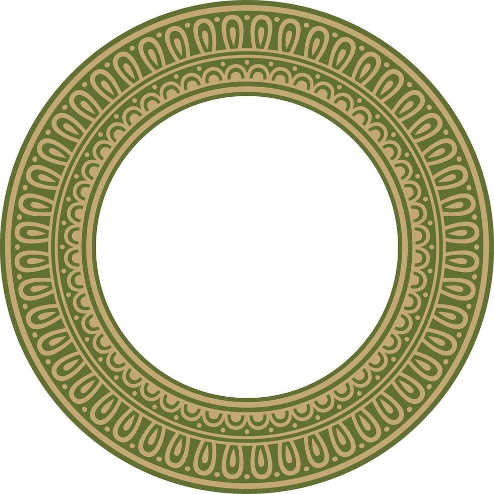 Classic Greek green and gold round ornament. pattern, circle ancient Hellenes vector
