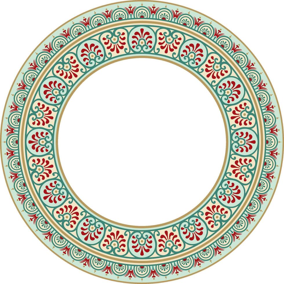 round colored border, frame, Pompeii ring. Circle Neopolitan ornament. Ancient Rome. vector