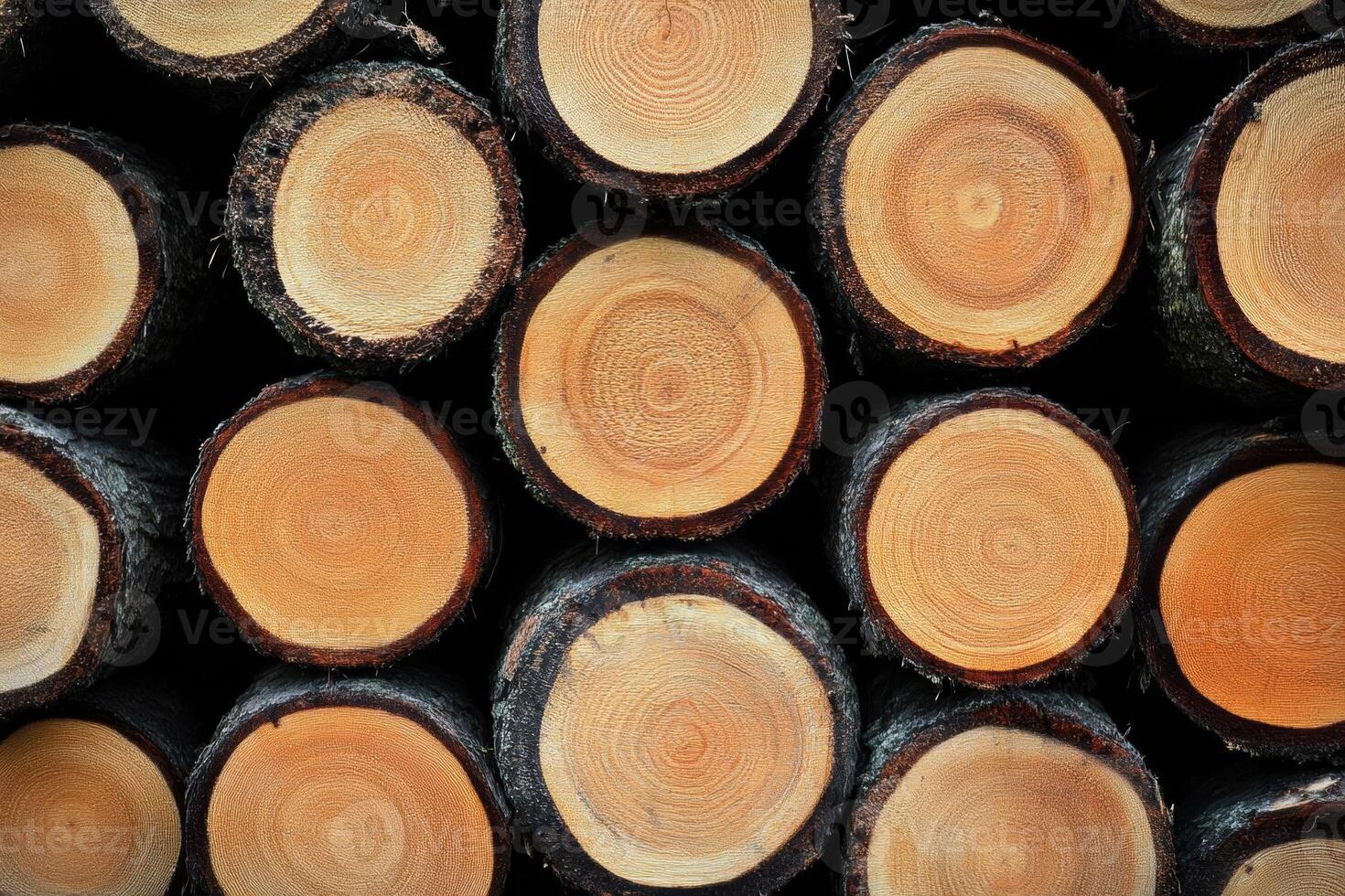 Stacked Wood Logs Showcasing Natural Timber Grain and Forestry Resource, Nature's Building Blocks. photo