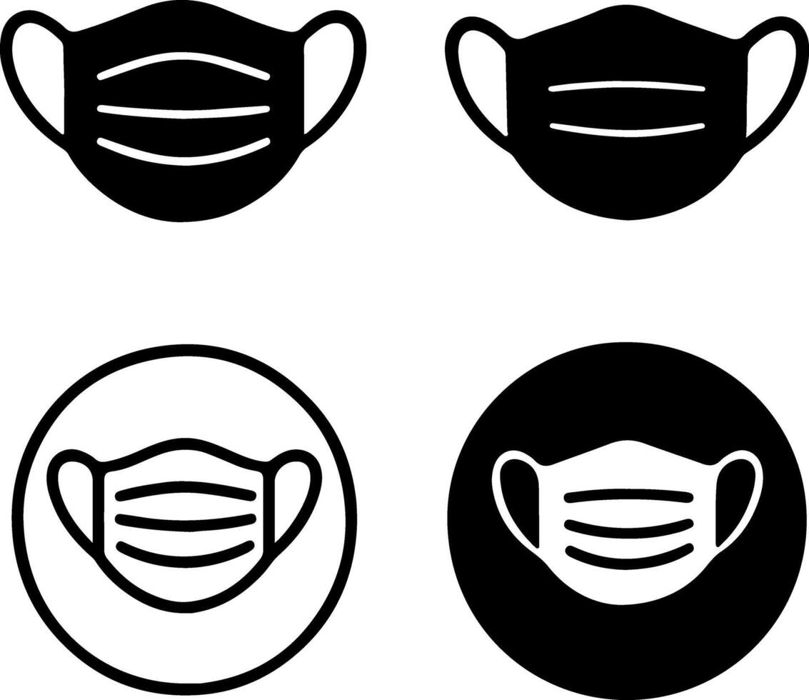 Four different styles of medical face mask icons on a dark background vector