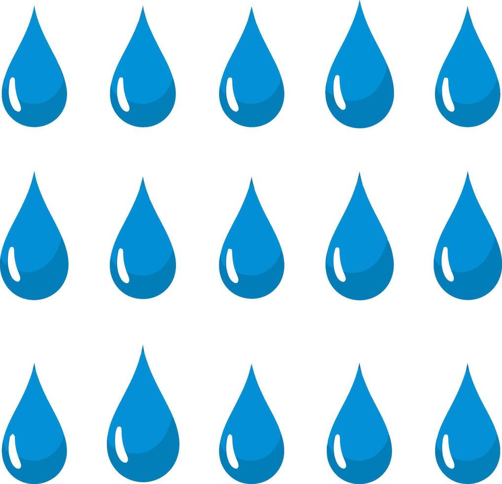 A collection of fifteen blue water drops in three rows on a white background vector