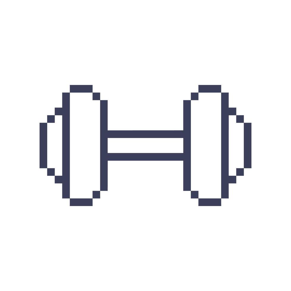 dumbbell pixel art retro vector
