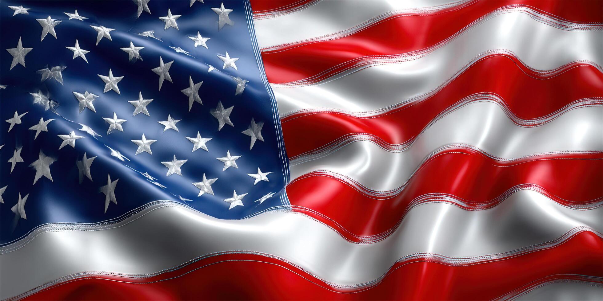 The American flag waves gracefully, its stars and stripes proudly on display. photo
