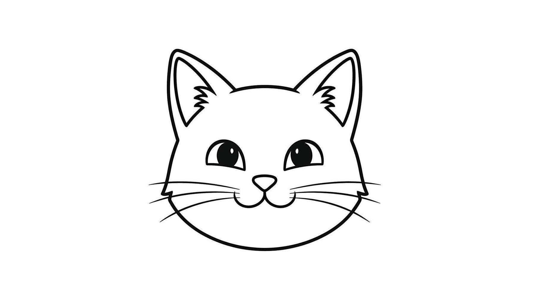 A cat's face is drawn in a simple style vector