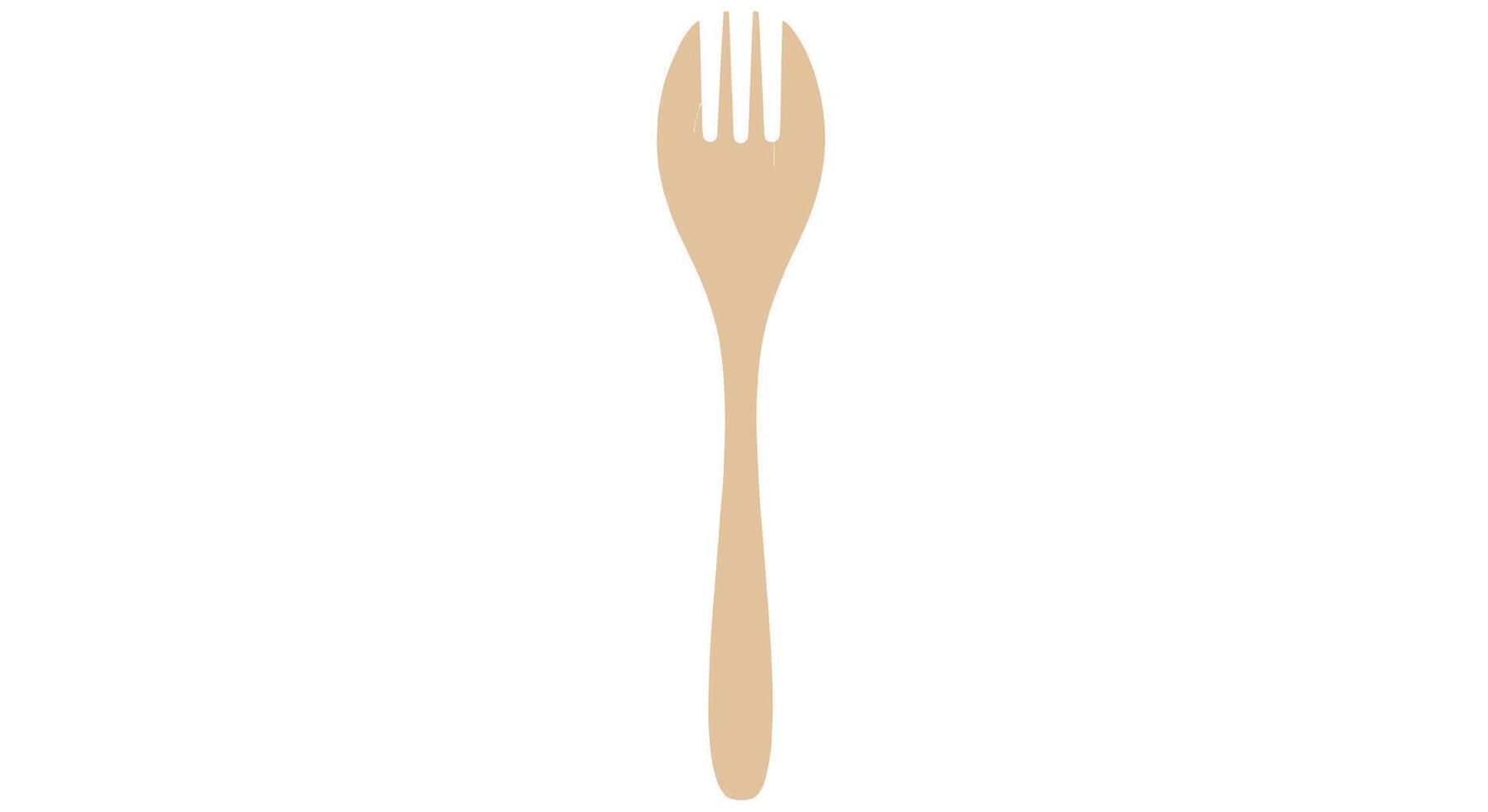 A fork with a wooden handle on a white background vector