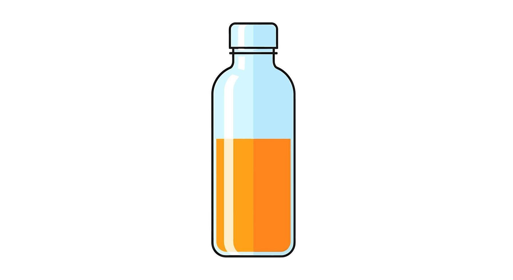 Orange liquid in a glass bottle illustration vector