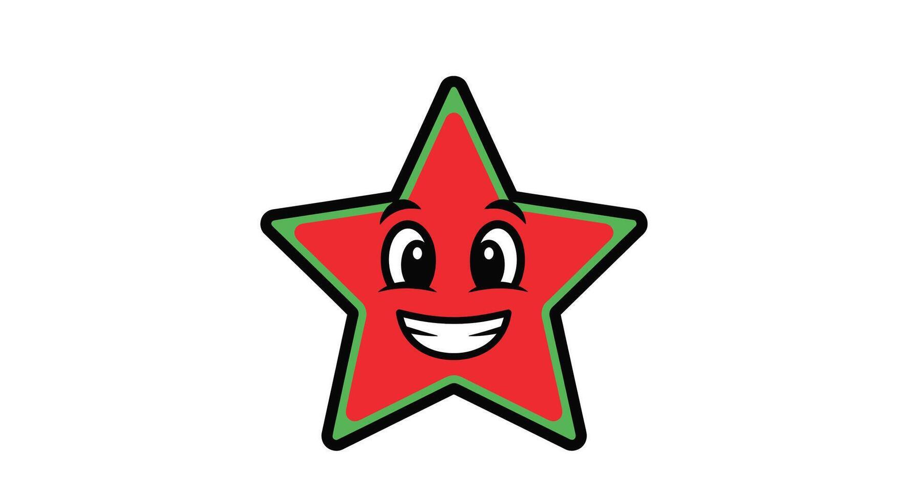 A red star with a green and red face vector