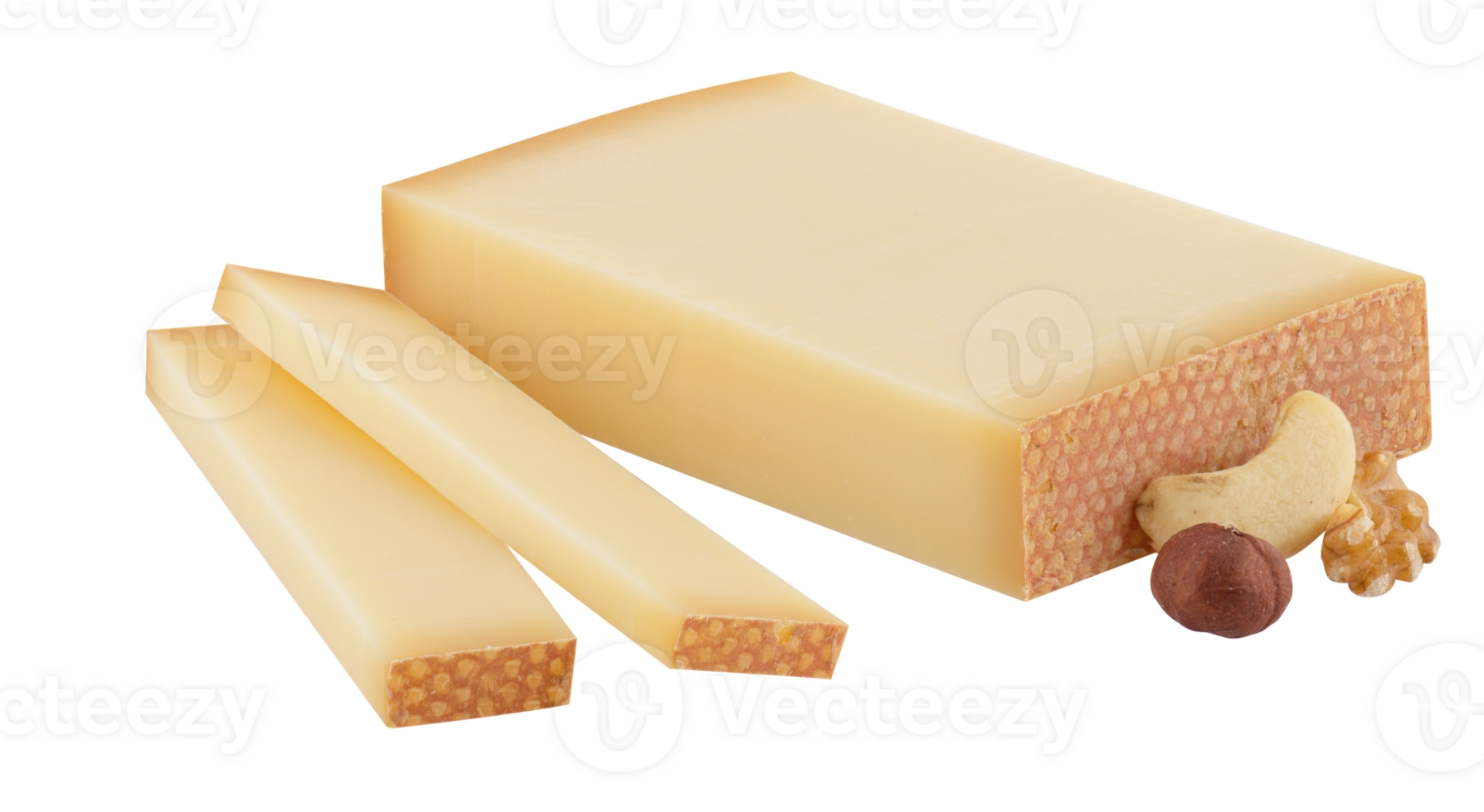 Fresh butter cheese square sticks cut out isolated transparent background png