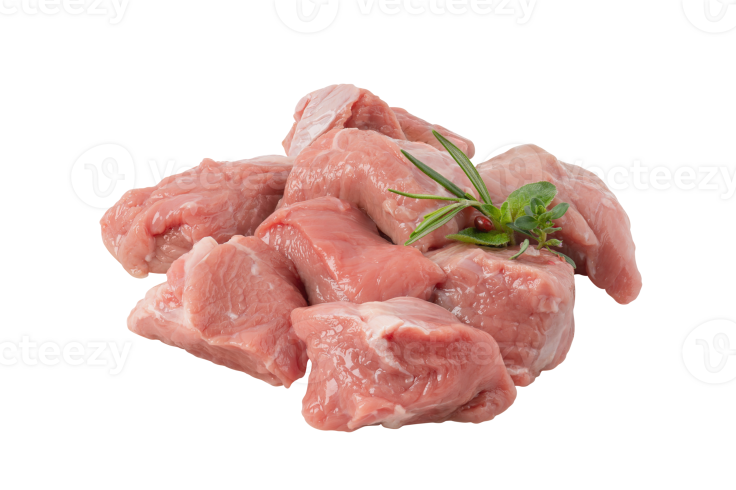 Fresh pork meat slices cut out isolated transparent background png