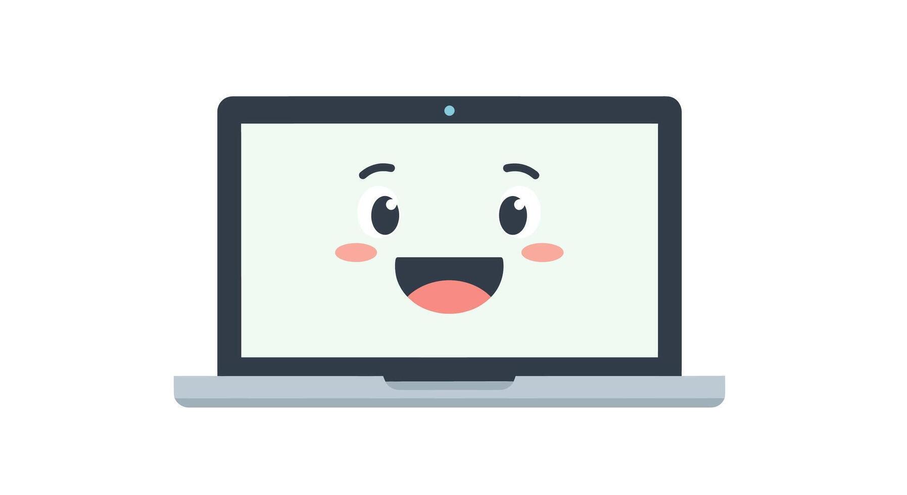 A laptop with a face and a smile on it vector