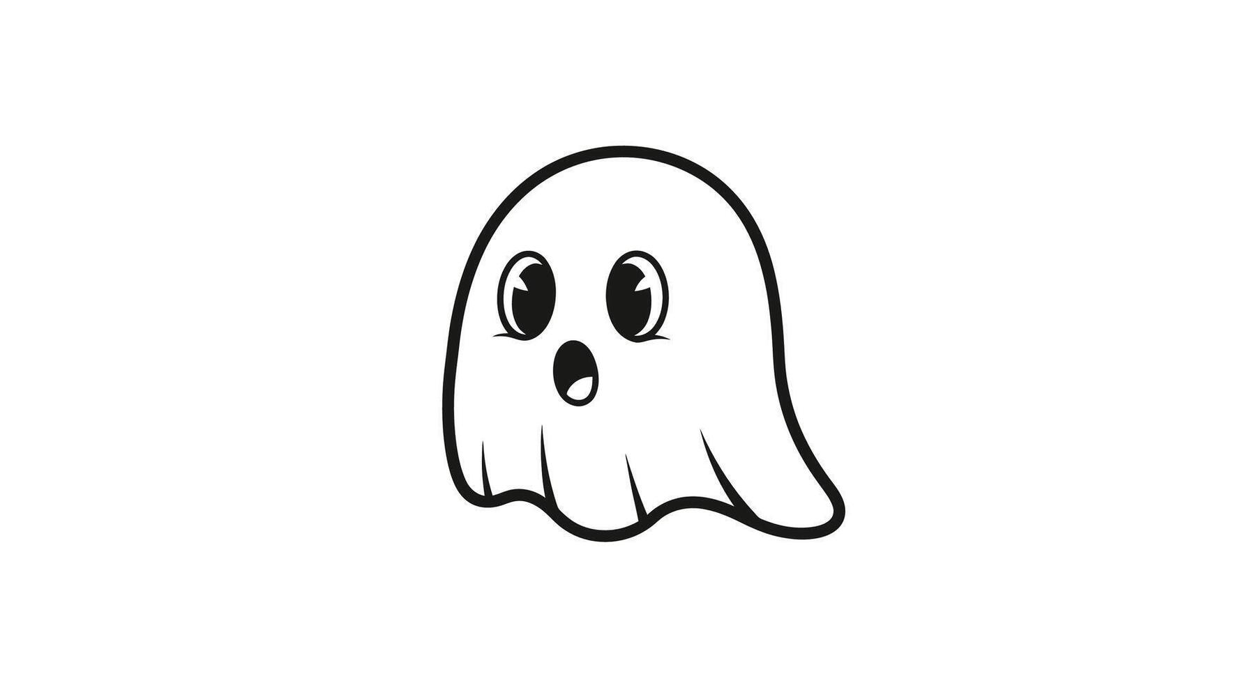 A black and white drawing of a ghost vector
