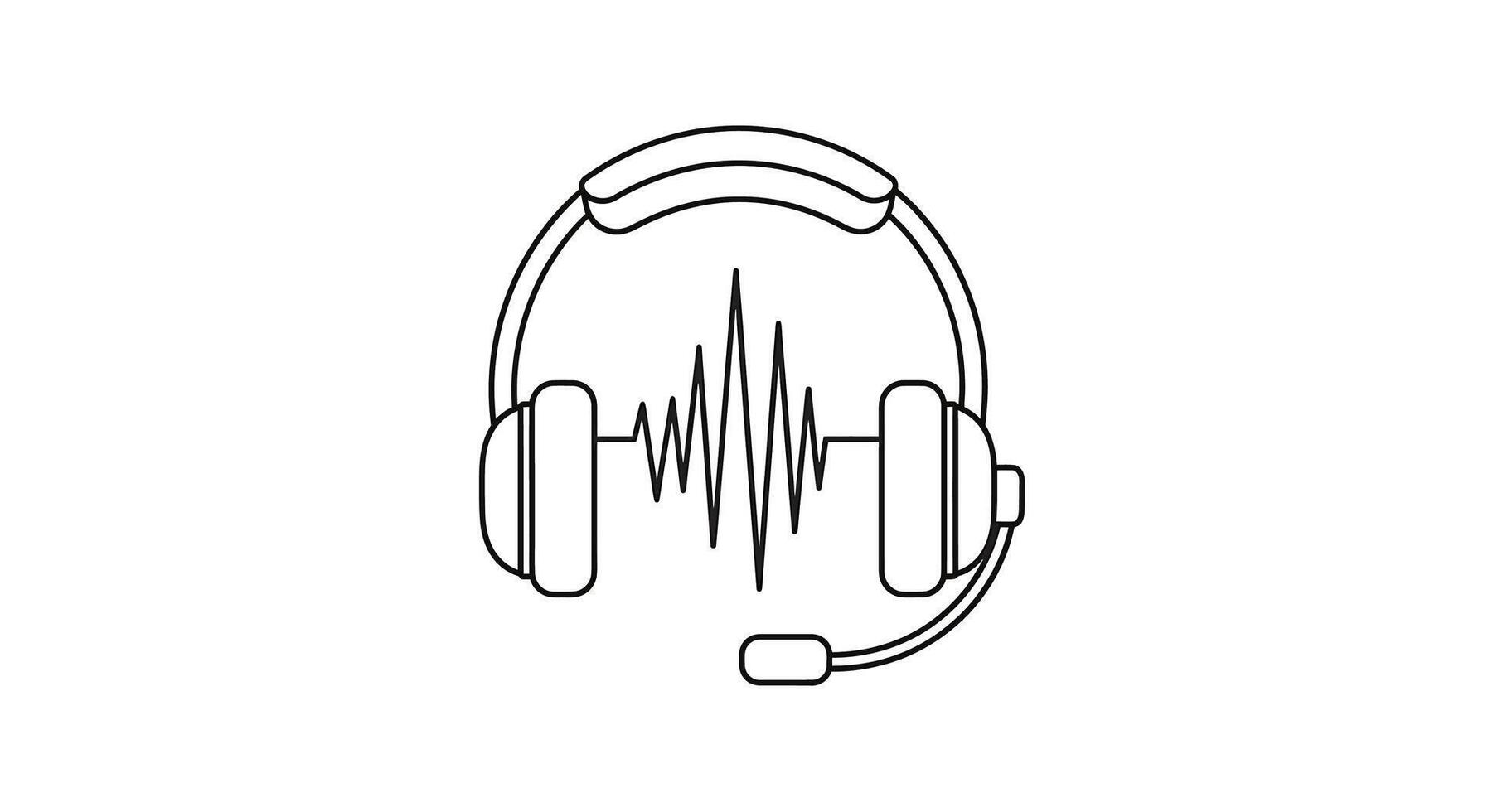 Headset icon in outline style on white background vector