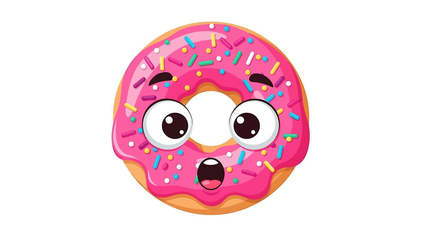 A cartoon donut with eyes and a smile vector