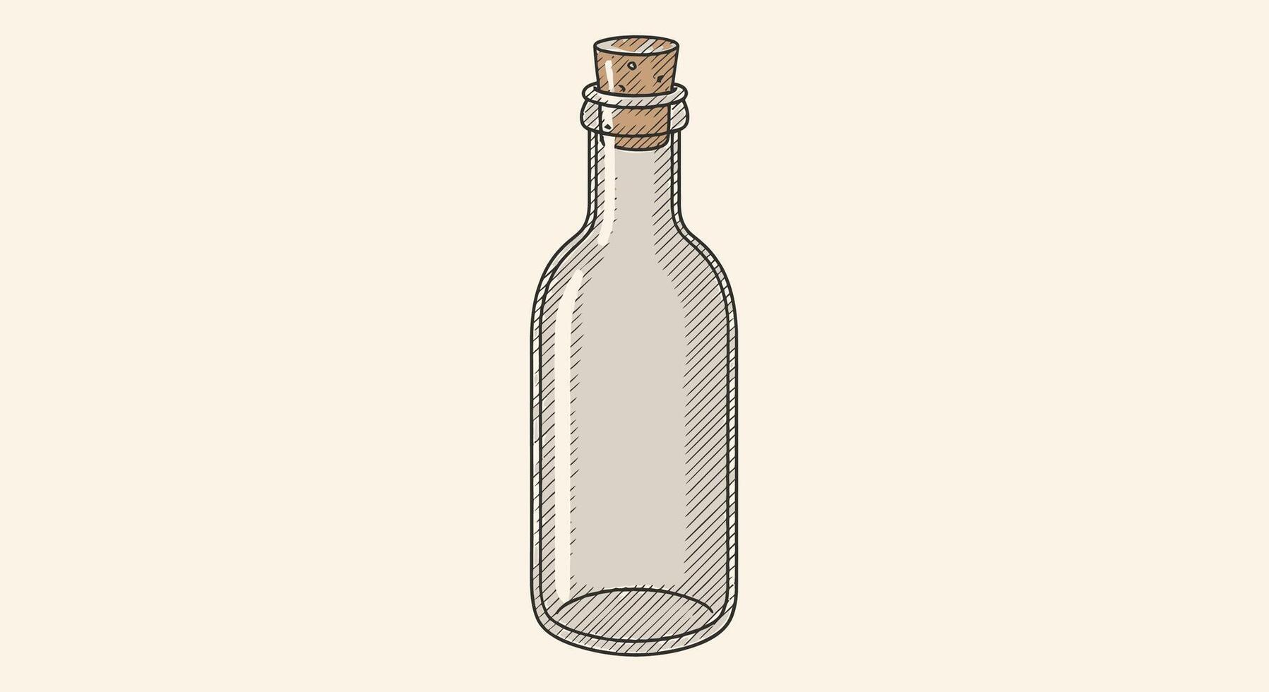 A bottle with a cork in it on a white background vector