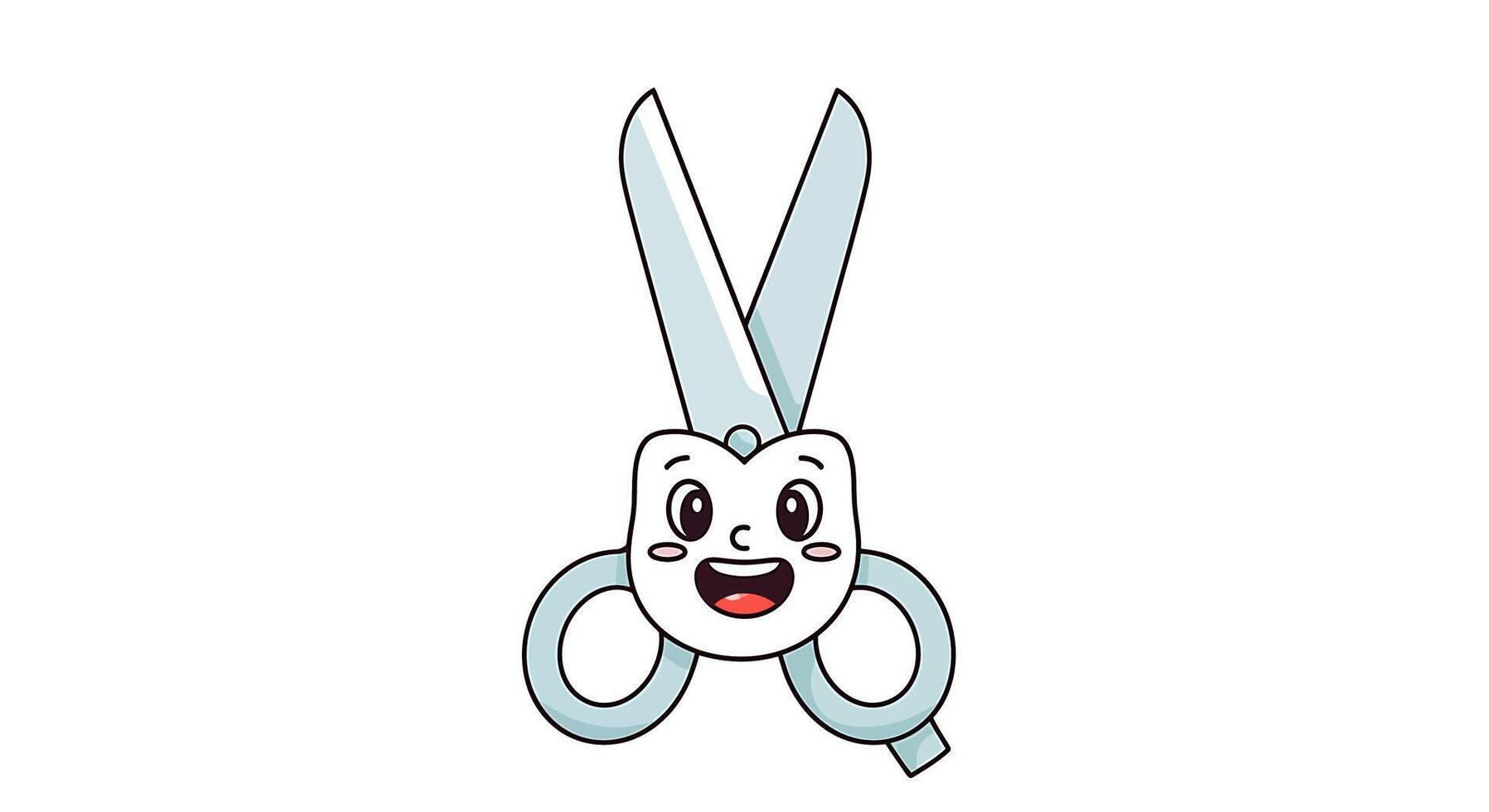 A cartoon pair of scissors with a happy face vector