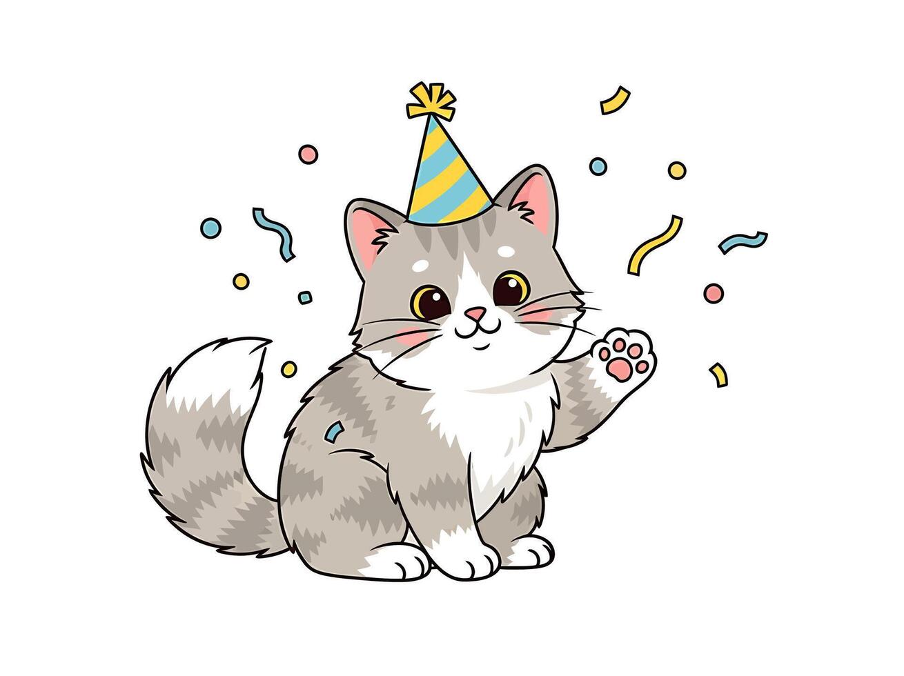 Happy birthday kitty cartoon vector
