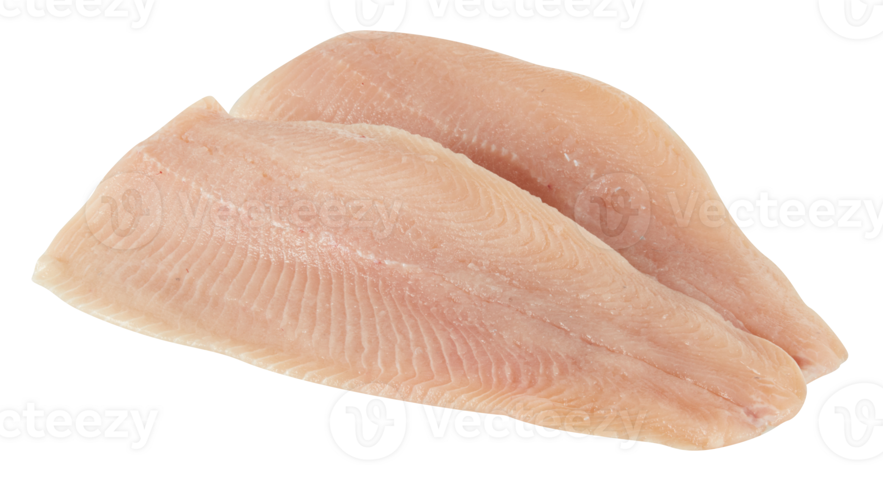 Freshly sliced fish without skin cut out isolated transparent background png
