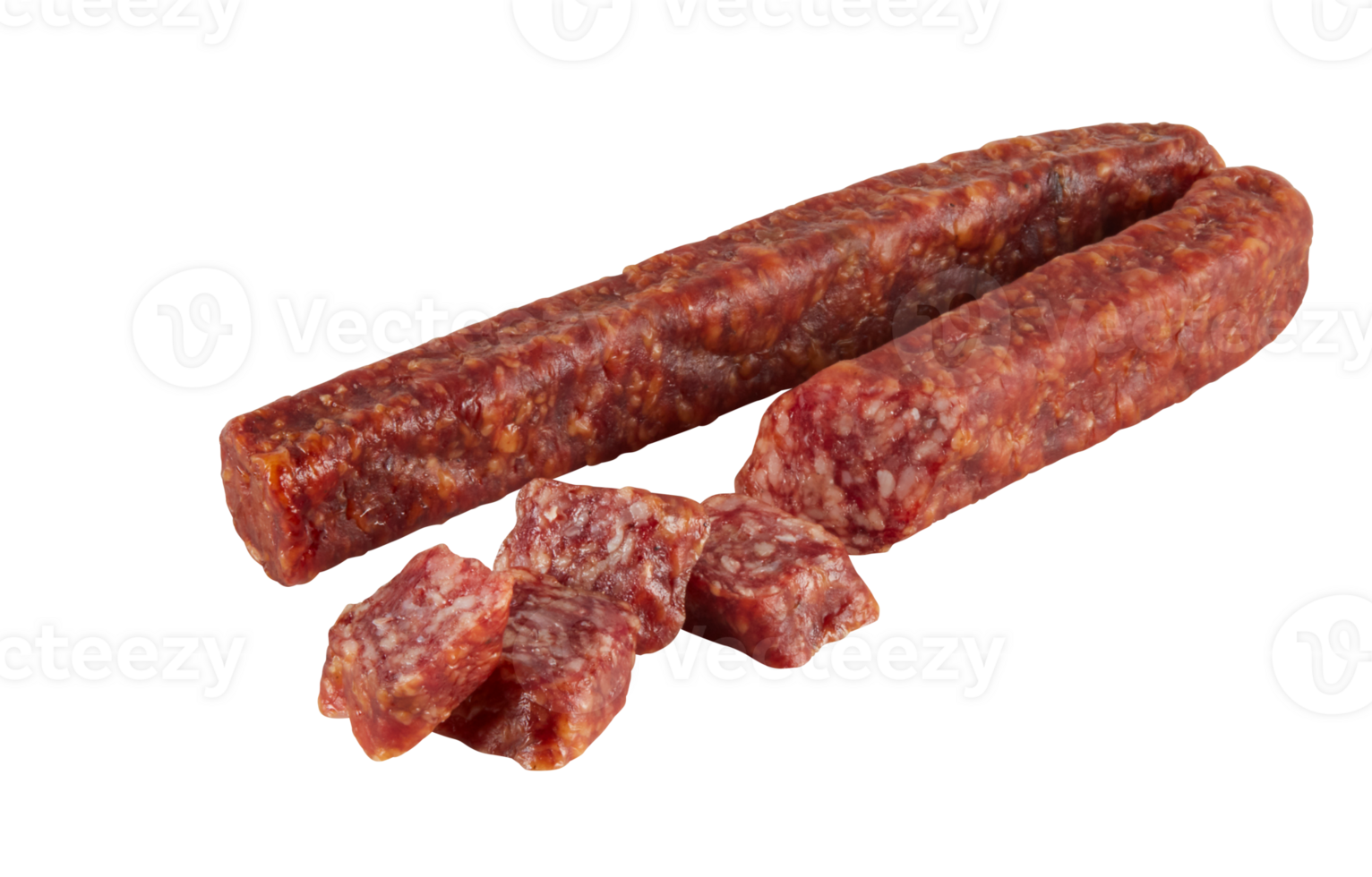 Fresh Salami Square Sticks studio cut out isolated transparent background png