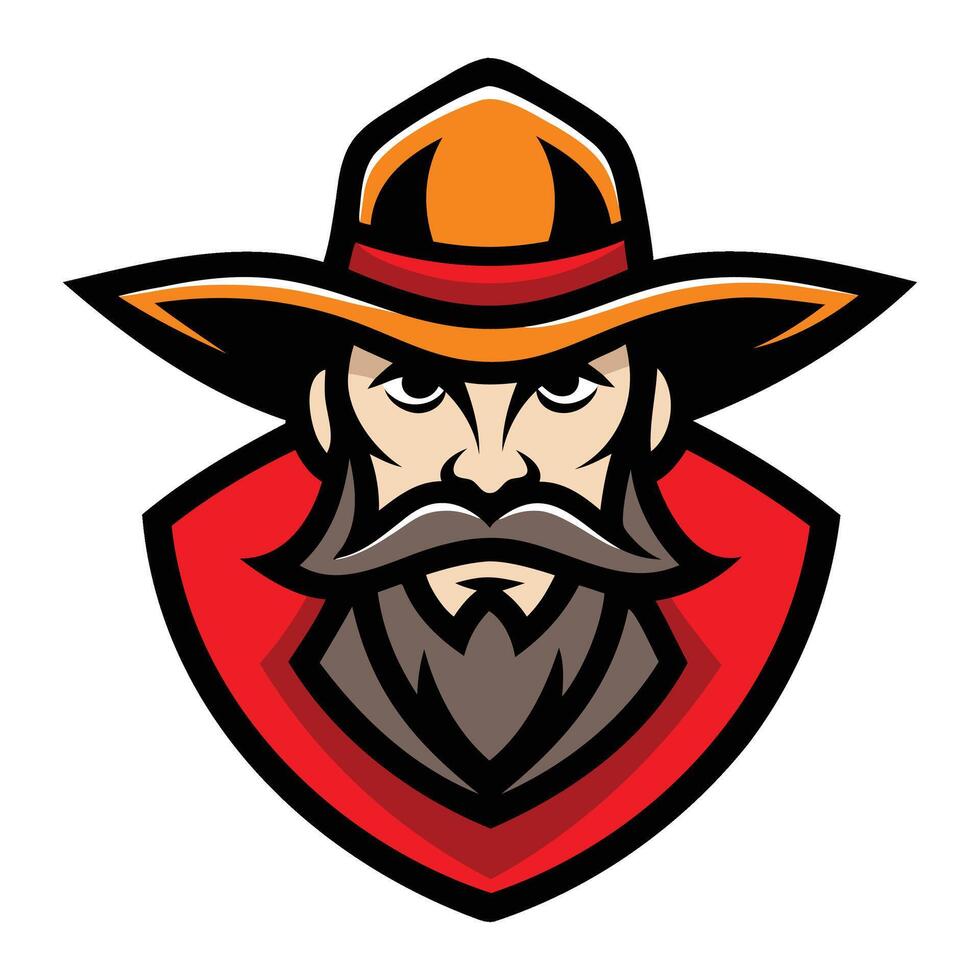 Old West Outlaw with Beard and Hat Mascot Illustration vector