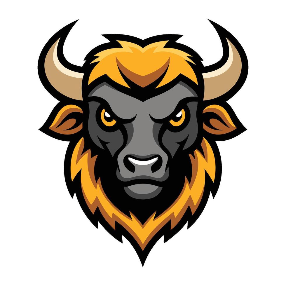 Bison Bull Head Mascot Illustration vector