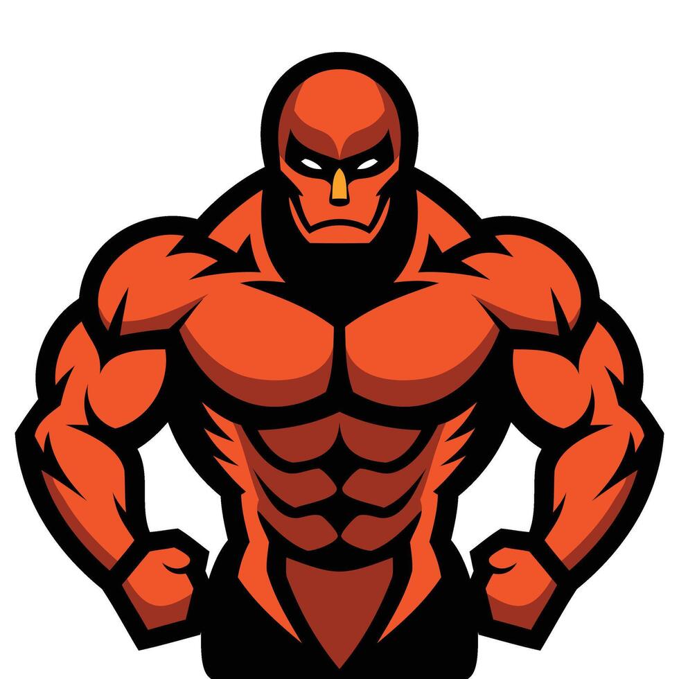 Muscular Superhero Bodybuilder Mascot Illustration vector