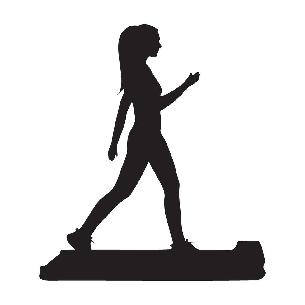 Girl Excercise on a Treadmill Silhouette Illustration vector