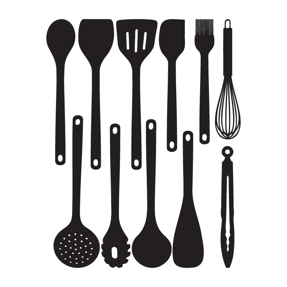 Kitchen Utensil Set Silhouette Illustration vector