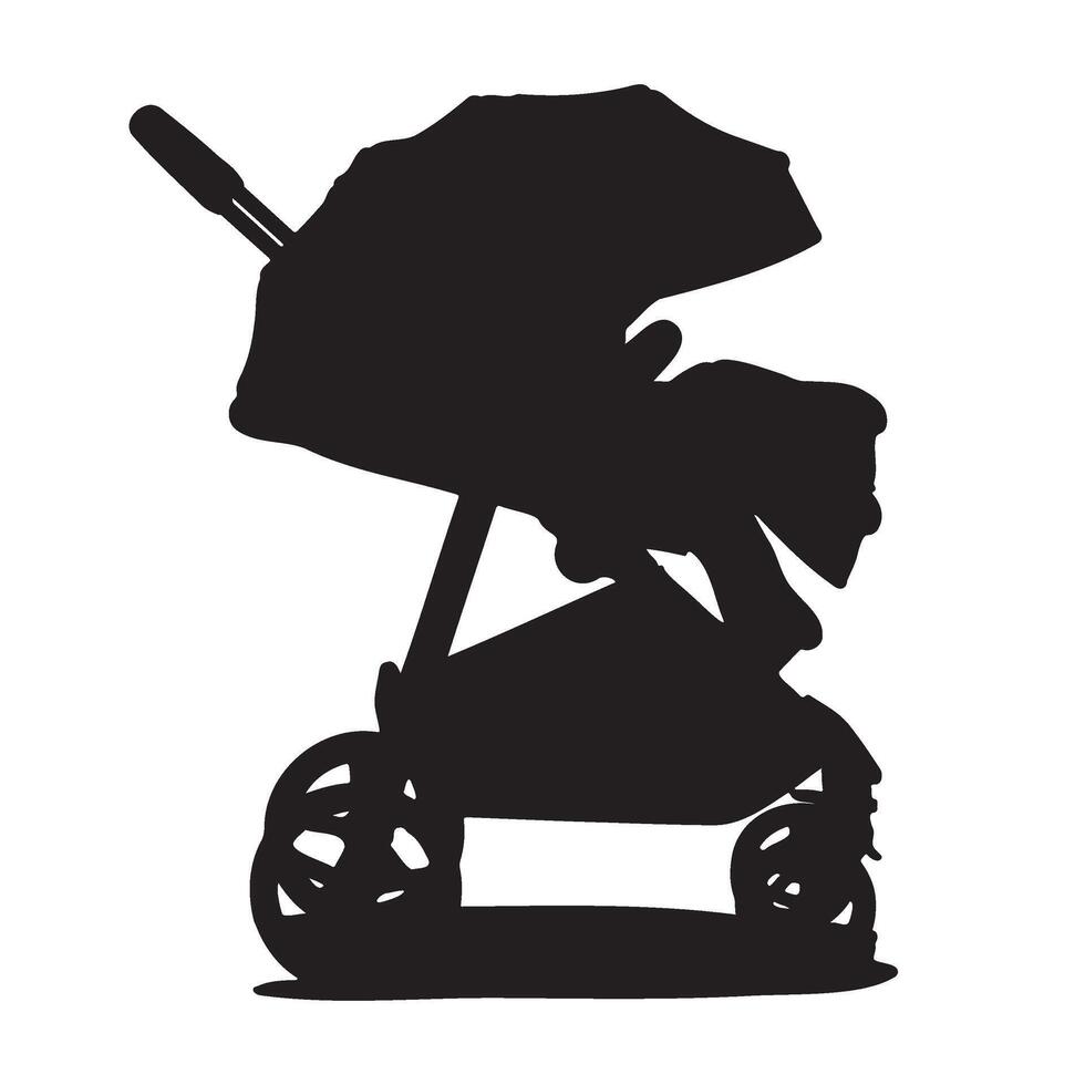 Toddler Stroller Silhouette Illustration vector