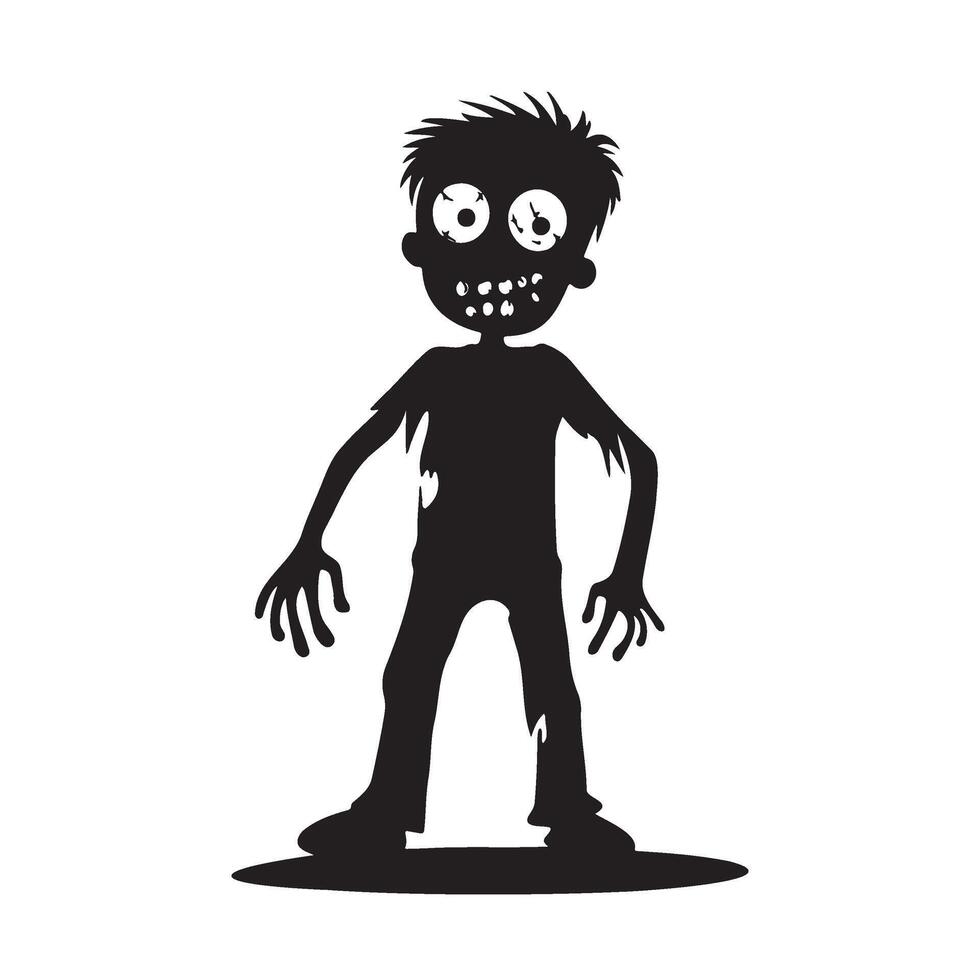 Scary face zombie cartoon silhouette illustration vector