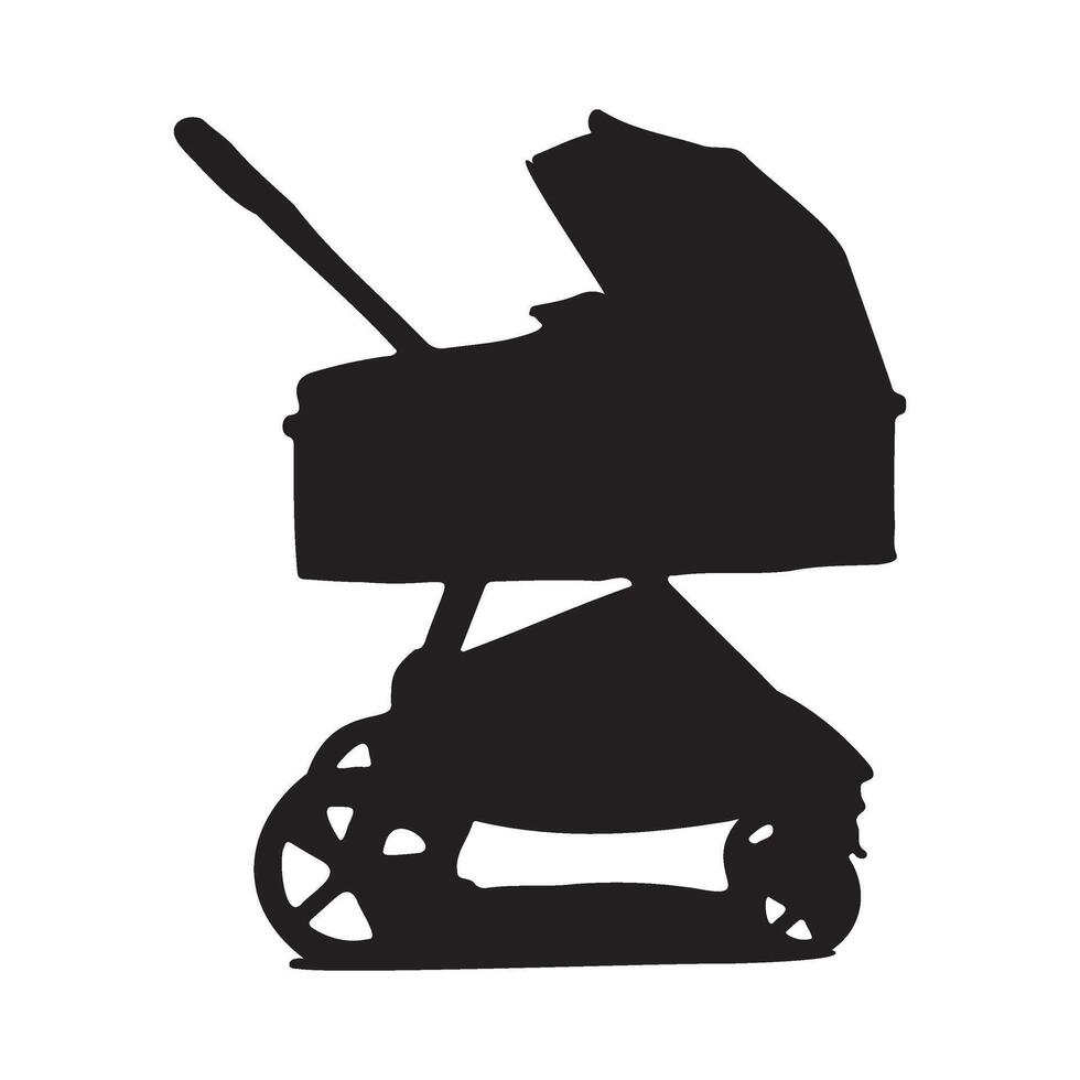 Convertible Baby Stroller Silhouette Illustration vector