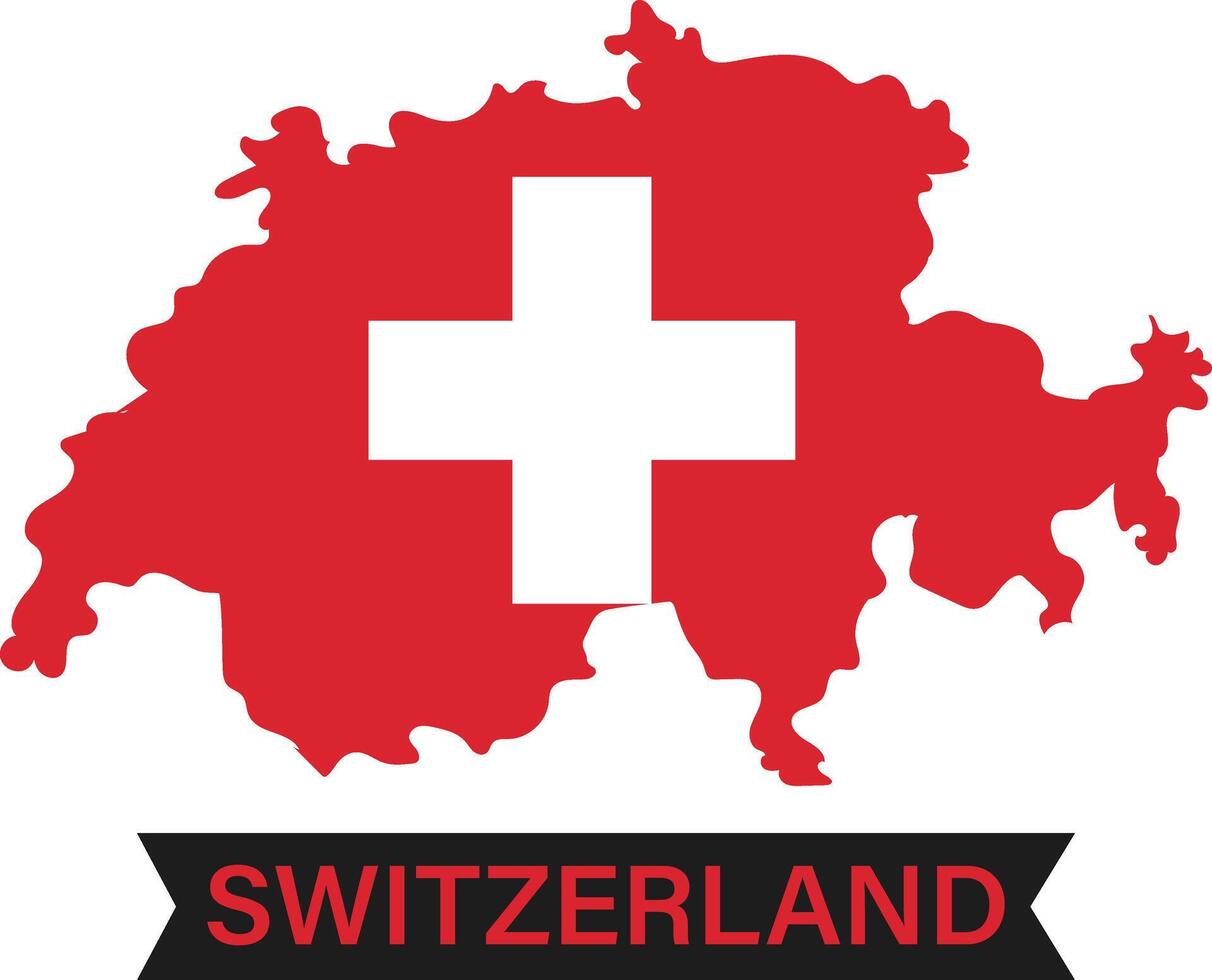 switzerland flag and map illustration vector