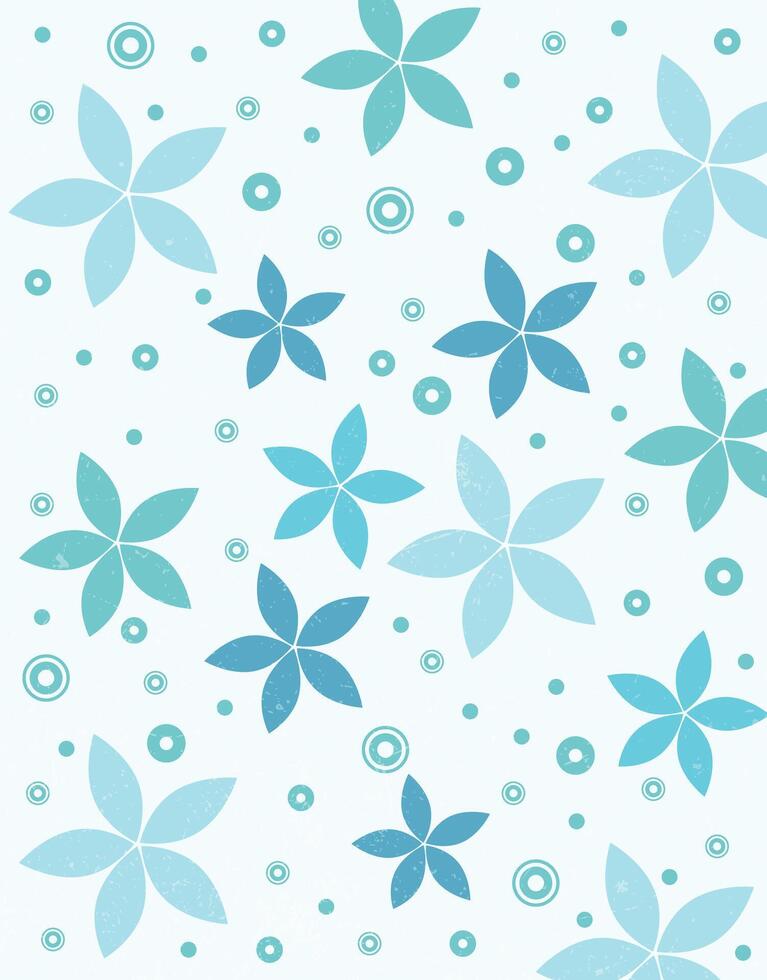Blue Floral Pattern with Abstract Petals and Dots vector
