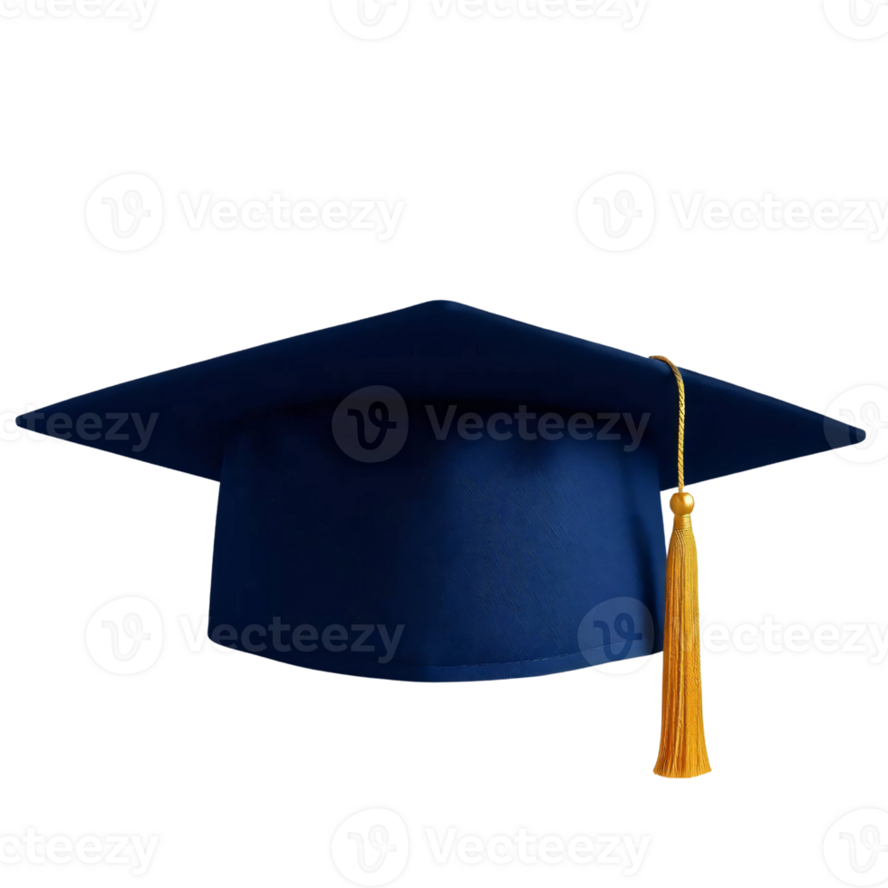 A blue graduation cap with a yellow tassel png