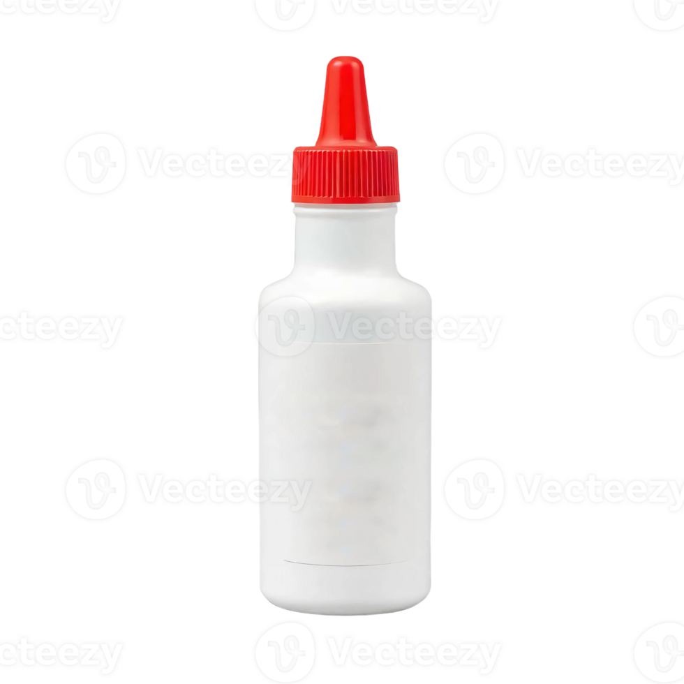 A white bottle with a red cap on a transparent background. png