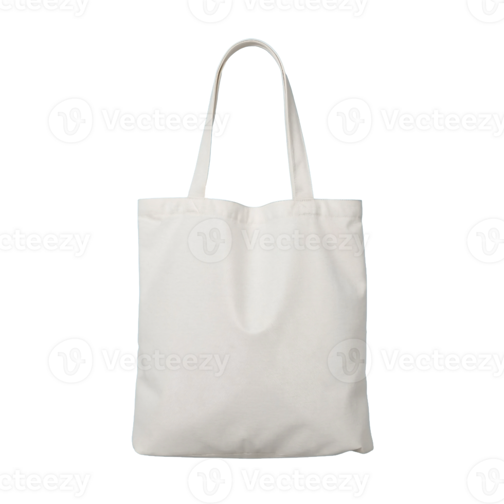 Blank white canvas tote bag mockup isolated on the transparent background. png