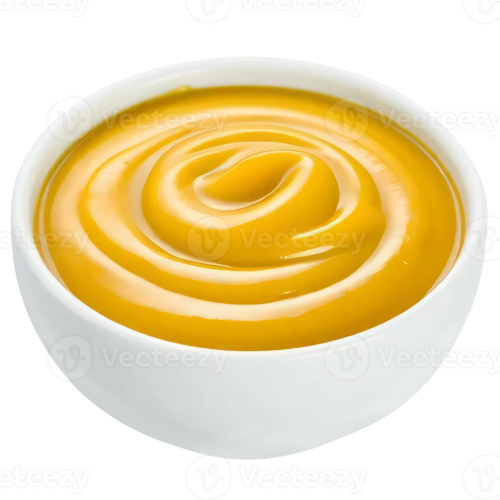 Yellow mustard in a bowl isolated on transparent background png