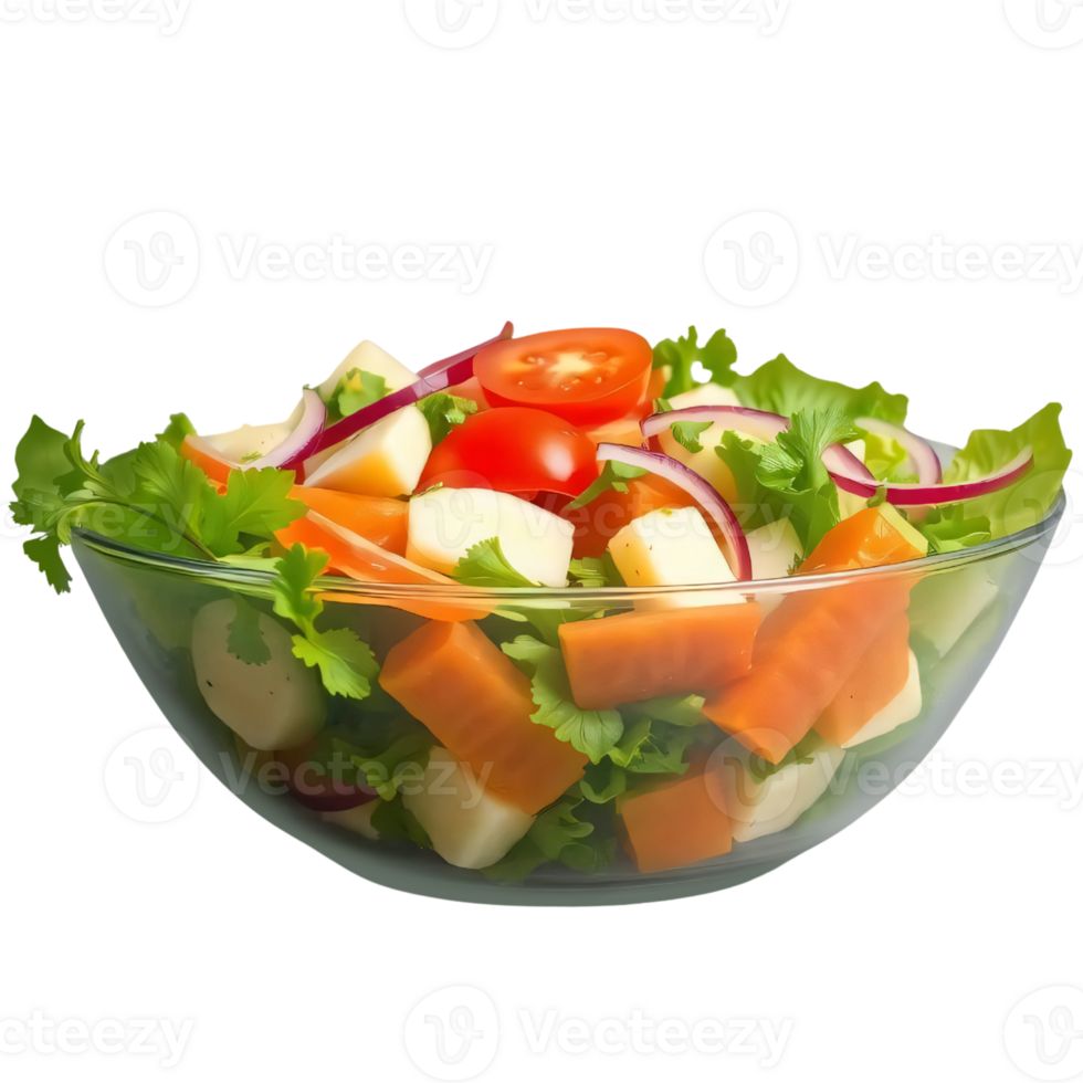 Yummy salad bowls isolated with a transparent background png