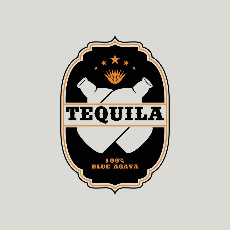 vintage tequila logo design vector